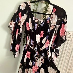 Black Floral Romper